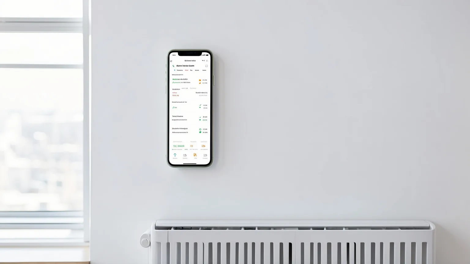 Smartes Heizkörperthermostat mit App auf dem Smartphone